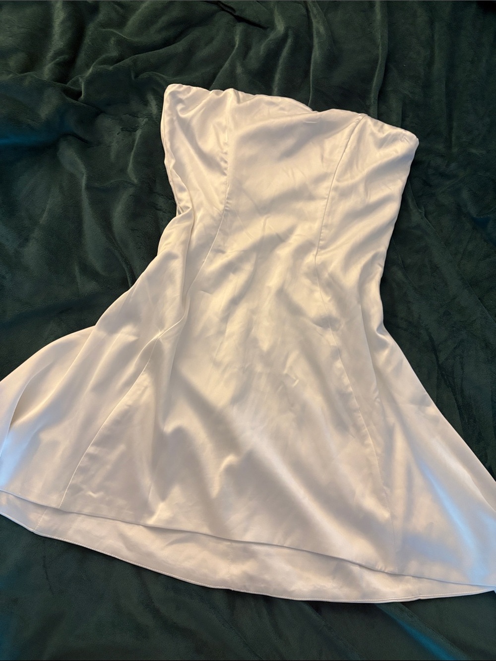 Strapless White Satin Cocktail Dress